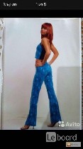 Пиджаки и костюмы объявление но. 2466229: Костюм брючный испания 46 м голубой клеш стретч летний женский бирюзовый легкий модный нарядный стил